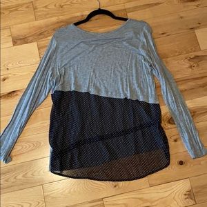 Forever 21 grey top with sheer polka dot back